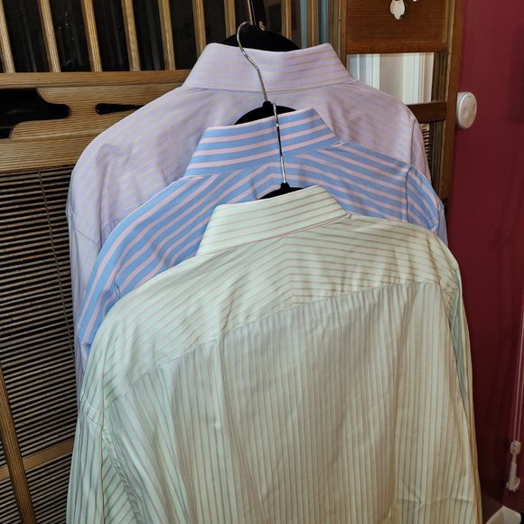 3 Paul Smith Italy dress shirts XL/17.5 pink, blue, lime - Picture 6 of 10